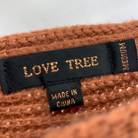Love Tree V-Neck Knit Sweater With Rear Knot - Rust Orange, Acrylic, Size Medium - Picture 2 of 6